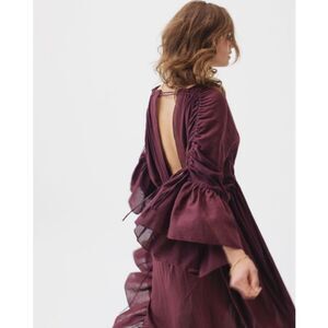 Loup Charmant Purple Flowy Dress Size Small Deep V Front Open Back